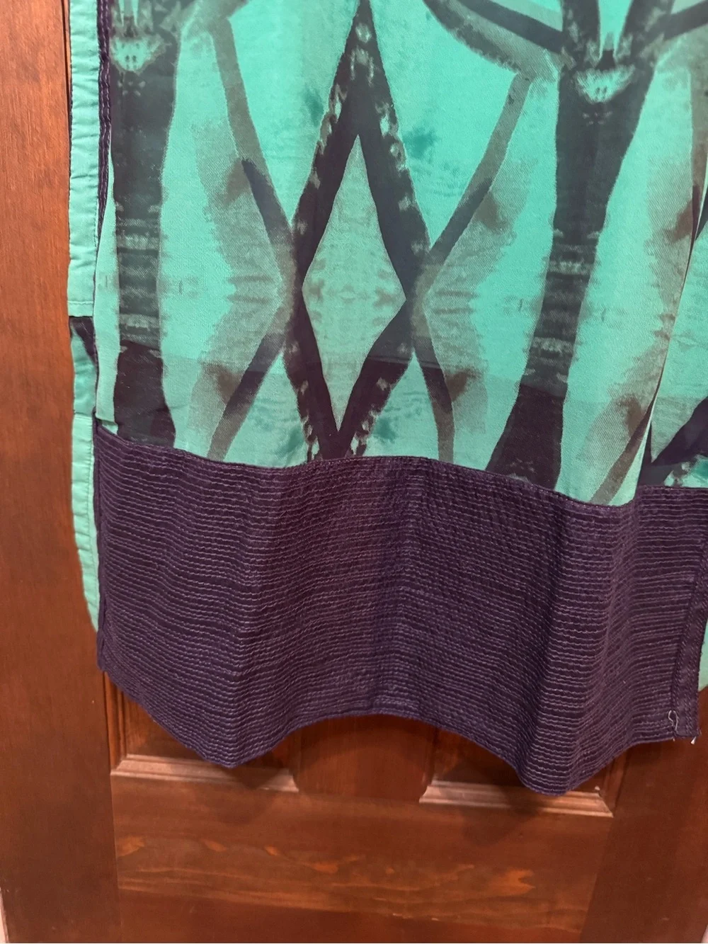 Handmade Teal Ombre Kurti 2pc Set Chiffon Dupatta Bead Floral Tunic Small 47